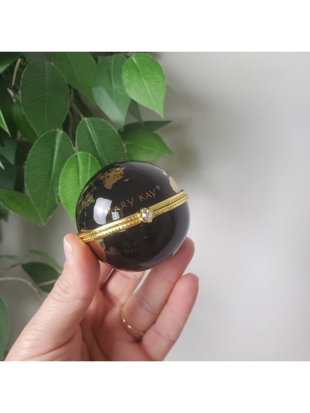 Mary Kay Black Gold Globe Trinket Box 50th Anniversary NEW